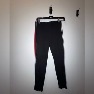 Sanctuary Fitted Black Pants with Red & White Stripes down the sides